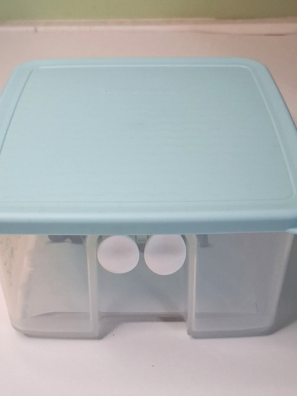 Tupperware Aqua Blue Plastic Storage Container with Lid Vintage